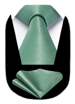 HISDERN Pánske kravaty Klasická svadobná kravata s vreckovkou do saka Formálna Elegantná vreckovka
