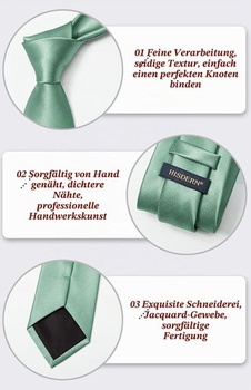 HISDERN Pánske kravaty Klasická svadobná kravata s vreckovkou do saka Formálna Elegantná vreckovka