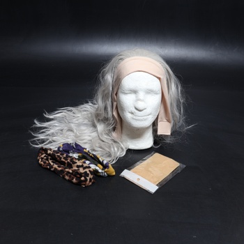 Parochňa Sapphirewigs s vlnitou čelenkou, šedá syntetická dlhá vlnitá parochňa pre ženy, bez lepidla,