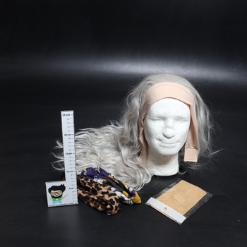 Parochňa Sapphirewigs s vlnitou čelenkou, šedá syntetická dlhá vlnitá parochňa pre ženy, bez lepidla,