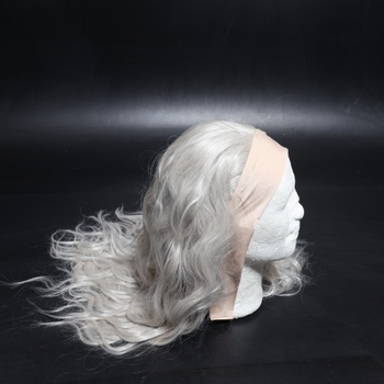 Parochňa Sapphirewigs s vlnitou čelenkou, šedá syntetická dlhá vlnitá parochňa pre ženy, bez lepidla,