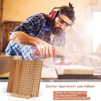 Háčkovaná blokovacia doska Coopay, 20 x 20 cm bambusová blokovacia doska na kľúče Babičkin štvorec,