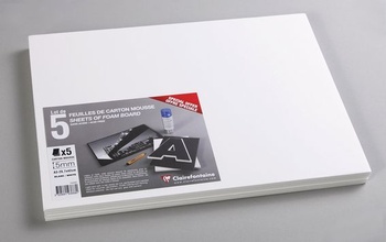 Clairefontaine 193668C 5 listov penovej lepenky A3 5 mm biela A3 (29,7x42 cm) 5 mm