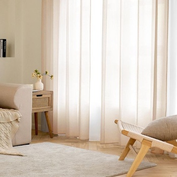 Záclony EMEMA s očkami, sada 2 kusov, dĺžka 122 cm, béžové voálové záclony, V 122 x Š 140 cm (2 kusy)