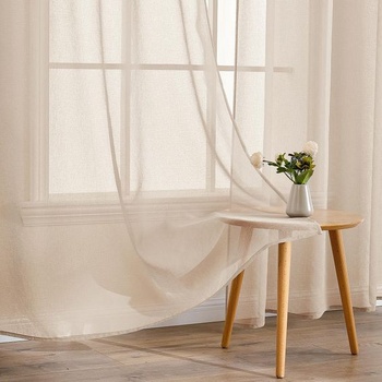 Záclony EMEMA s očkami, sada 2 kusov, dĺžka 122 cm, béžové voálové záclony, V 122 x Š 140 cm (2 kusy)