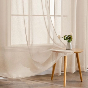 Záclony EMEMA s očky, sada 2 kusů, délka 122 cm, béžové voálové záclony, V 122 x Š 140 cm (2 kusy)
