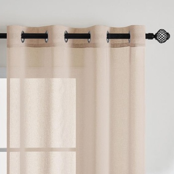 Záclony EMEMA s očkami, sada 2 kusov, dĺžka 122 cm, béžové voálové záclony, V 122 x Š 140 cm (2 kusy)
