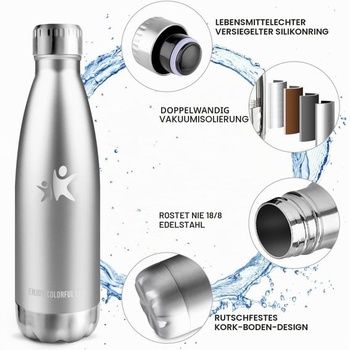Termoska z nerezovej ocele, 750 ml, bez BPA, nepriepustná, vákuovo izolovaná, do školy, kaviarne,