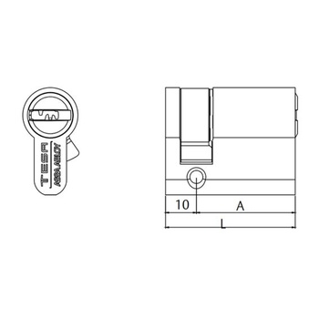 TESA M6504010N Euro cylindrická vložka T60, 40 x 10 mm, poniklovaná, polovičná cylindrická vložka,