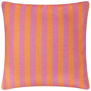Nábytok. Tkaná vonkajšia vankúšová deka s pruhmi – oranžová/ružová – 59 x 59 cm oranžová/ružová