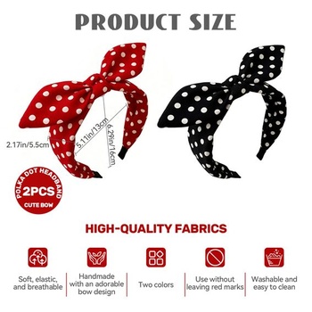 2 dámské čelenky s mašlí, široká rockabilly čelenka