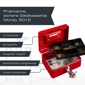 Burg Wächter 40090 Uzamykatelná pokladní schránka s klíčem, mincovníkem a mincovníkem, ocelový