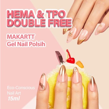 UV gélový lak na nechty Makartt Nude 15ml, 1 vrstva s plným krytím, HEMA Free Jelly, svetlo nude
