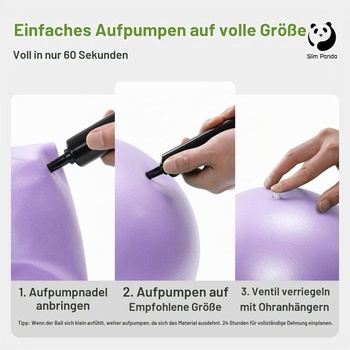 Slim Panda Gymnastická lopta Malá, 23-25 ​​cm Pilates lopta s nafukovacou slamkou, mäkká lopta na jogu pre