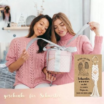 Prívesok na kľúče s prianím pre sestru, darčeky pre narodeniny, biela