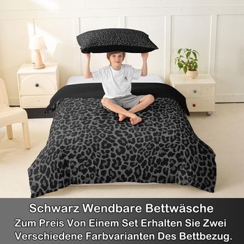 Posteľná súprava Homewish čierna, imitácia leopardej potlače, 135x200cm, povlak na perinu s potlačou