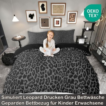 Posteľná súprava Homewish čierna, imitácia leopardej potlače, 135x200cm, povlak na perinu s potlačou