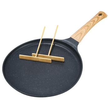 Čierna palacinková panvica 28 cm s nepriľnavým povrchom, plochá panvica na palacinky s nepriľnavým