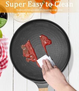 Čierna palacinková panvica 28 cm s nepriľnavým povrchom, plochá panvica na palacinky s nepriľnavým