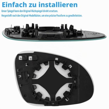 Náhradné sklo zrkadla Mingke pre Volkswagen (VW) Golf 5 MK5 2003-2009, Passat B5.5 B6 2004-2011,