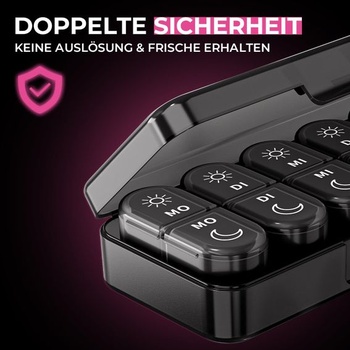 Doruimi 7-dňová krabička na tabletky (ráno a večer), ľahko otvárateľná, čierna