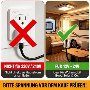 6W T30 E27 LED žiarovka 12V-24V jantárová, nízke napätie