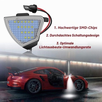 Ambientné LED osvetlenie zrkadiel WinPower, s označením E, biele, bezchybné, kompatibilné s vozidlami