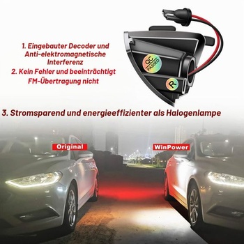 Ambientné LED osvetlenie zrkadiel WinPower, s označením E, biele, bezchybné, kompatibilné s vozidlami