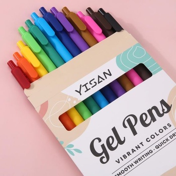 YISAN gelové pero, zatahovací kuličkové pero, různé barvy, gelová pera 12 barev: červená, růžová,