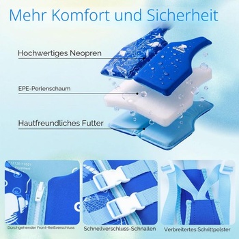 Detská záchranná vesta s nastaviteľnými popruhmi, Grestar Float Jacket, neoprénová plavecká pomôcka