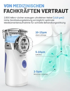 Inhalační přístroj, přenosný inhalační přístroj IMDK, schválený CE-Medical - ultra tichý,