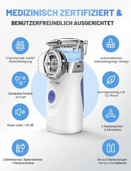 Inhalační přístroj, přenosný inhalační přístroj IMDK, schválený CE-Medical - ultra tichý,