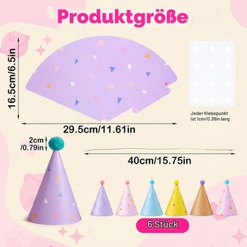 Tyqour 6dielne párty čiapky pre plyšáky, mini párty čiapky, roztomilé psie čiapky s brmbolcami pre