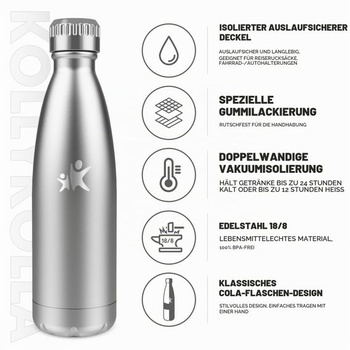 Nerezová láhev na vodu 750ml, vakuová termoska, láhev na vodu bez BPA, nepropustná termoska, vhodná
