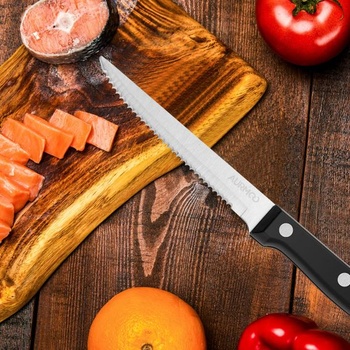 12dílná sada steakových nožů, steakové příbory s ostrými čepelemi, stříbrná02