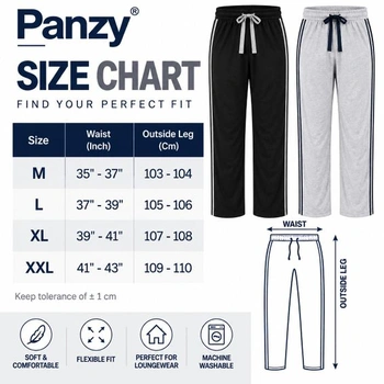 2 dlouhé pánské pyžamové kalhoty, volnočasové kalhoty, s knoflíky, 100% bavlna, velikost M,