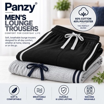 2 dlouhé pánské pyžamové kalhoty, volnočasové kalhoty, s knoflíky, 100% bavlna, velikost M,