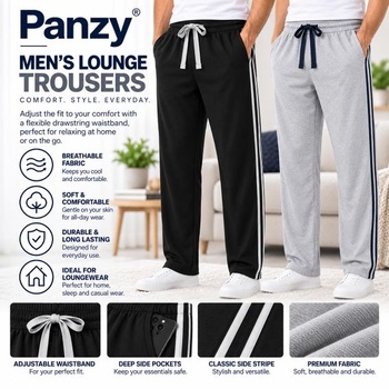 2 dlouhé pánské pyžamové kalhoty, volnočasové kalhoty, s knoflíky, 100% bavlna, velikost M,