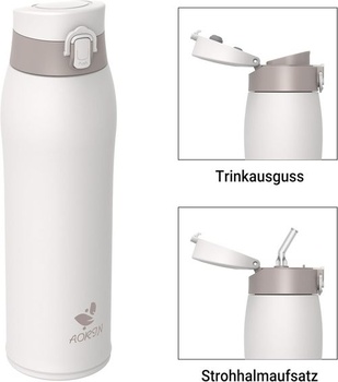 Fľaša na vodu AORIN z nerezovej ocele 18/8, 950 ml, nepriepustná termoska, dvojstenná izolovaná fľaša
