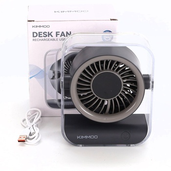 KIMMOO USB dobíjací stolný ventilátor, tichý stolný ventilátor s turbo prúdením vzduchu, 100