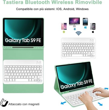 IVEOPPE Klávesnice a ochranné pouzdro pro Samsung Galaxy Tab S9 FE 10,9 palce 2023, Odnímatelná