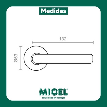 Micel - 05652 - Sada kľučiek s rozetou (53 mm) a pravouhlou pákou, povrchová úprava z nerezovej ocele,