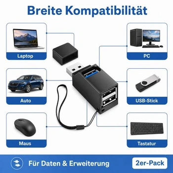 ERBO 3portový mini USB Hub, přenosný USB 3.0 rozbočovač, vysokorychlostní USB Hub adaptér, USB