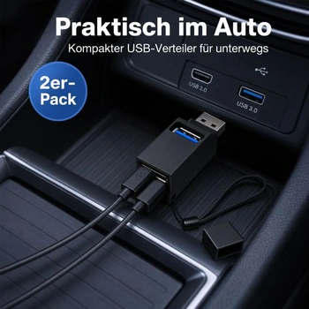 ERBO 3portový mini USB Hub, přenosný USB 3.0 rozbočovač, vysokorychlostní USB Hub adaptér, USB
