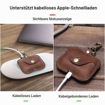 Kožené puzdro na slúchadlá Hiram Crazy Horse kompatibilné s AirPods Pro, odolné a mäkké kožené,