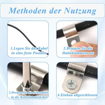 30 šroubovacích kabelových svorek, Ø 9-10 mm, kovové kabelové svorky s 30 šrouby z nerezové oceli,