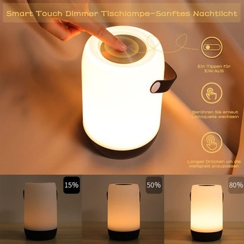 Dobíjecí venkovní lampa, přenosná stmívatelná LED stolní lampa, dotykové ovládání, noční lampa,
