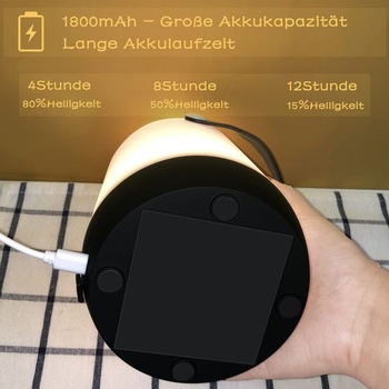 Dobíjecí venkovní lampa, přenosná stmívatelná LED stolní lampa, dotykové ovládání, noční lampa,