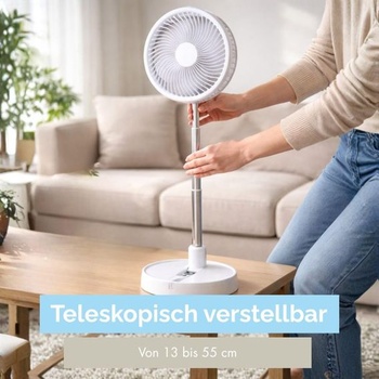 Mini stolný ventilátor - výškovo nastaviteľný 13-55 cm s USB a batériou, 4 rýchlosti - tichý mini