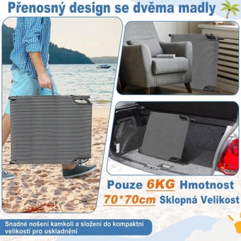 Skladacie ležadlo s tienidlom HW06317BG, nosnosť 100 kg, čierno / sivá